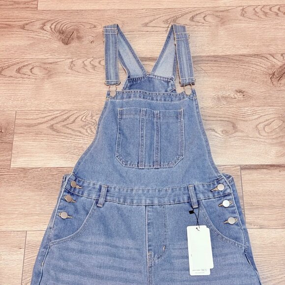 Dazy Womens Wide Leg Denim Bib Overalls Size L Blue Jean Farmcore Garden Faded - Picture 3 of 15